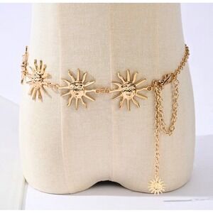 Gold Sun Waist‎ Chain Belt Retro Boho Body Jewelry Gift Ready Accessory